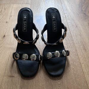 Sol Sana Black Mules with Silver Hardware Size 38 from Revolve